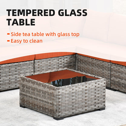 Ensemble de meubles de patio en osier OVIOS, 6 pièces, avec bras larges et table