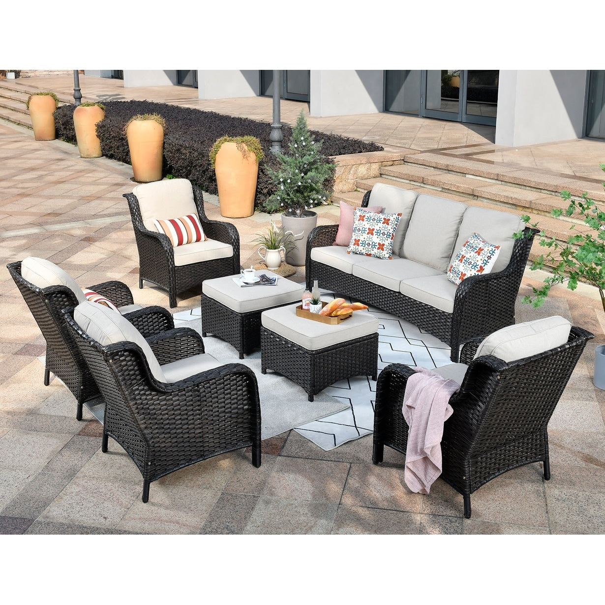 Ensemble de meubles de patio OVIOS 7 pièces