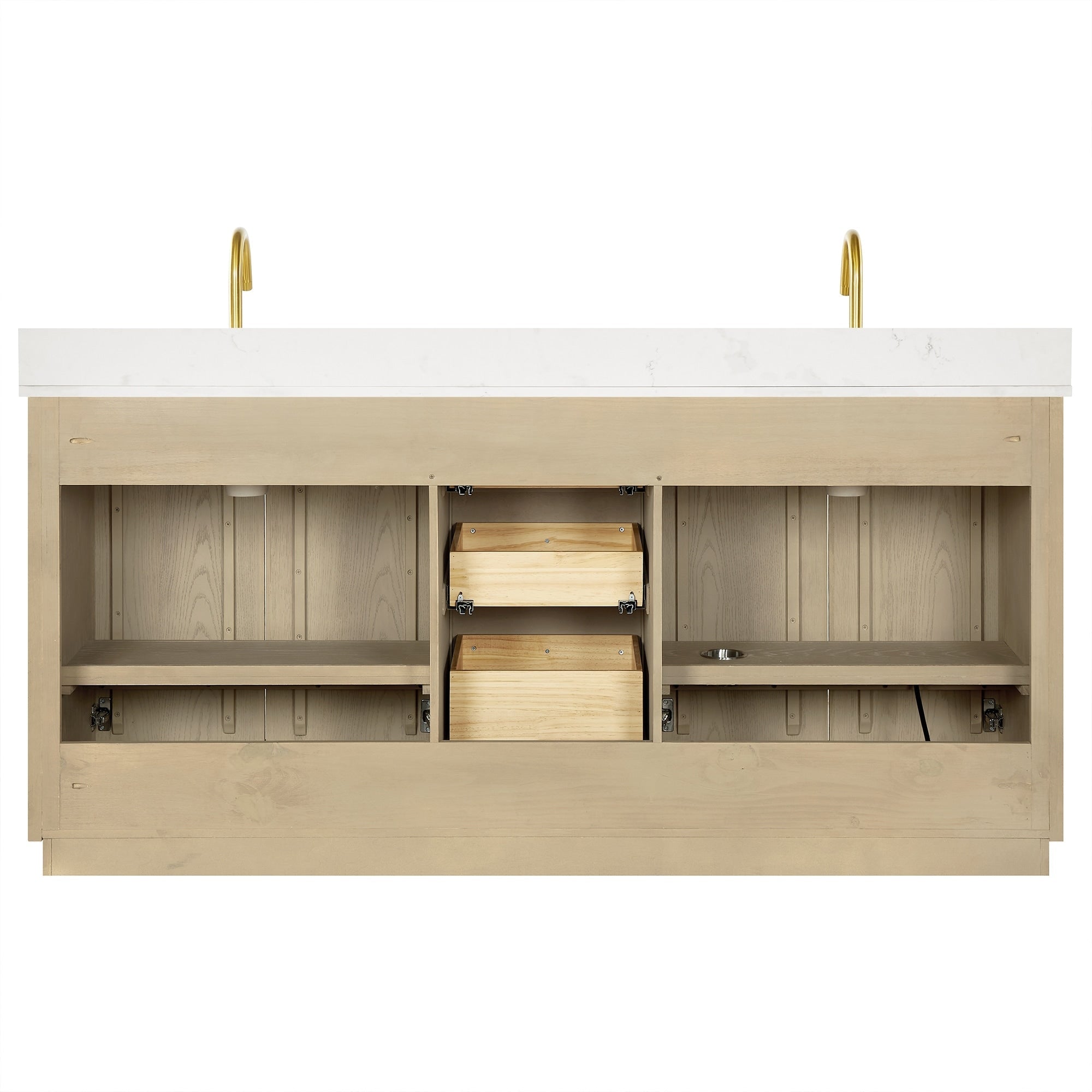 Meuble-lavabo Oza avec dessus en pierre de quartz sans miroir