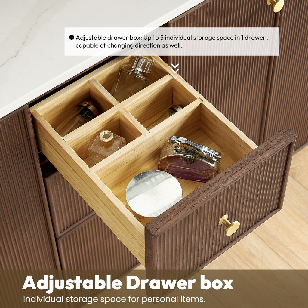 Meuble-lavabo Oza avec dessus en pierre de quartz sans miroir