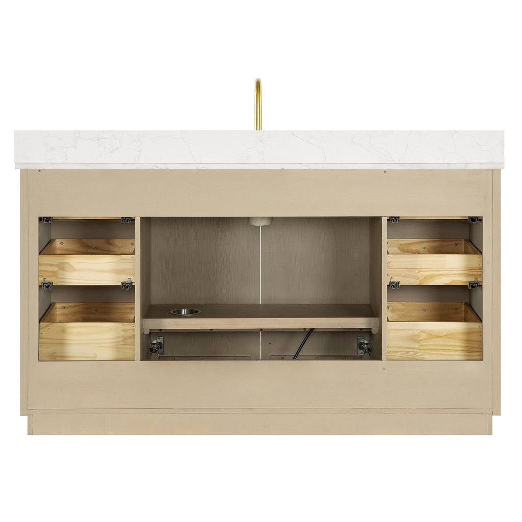 Meuble-lavabo Oza avec dessus en pierre de quartz sans miroir