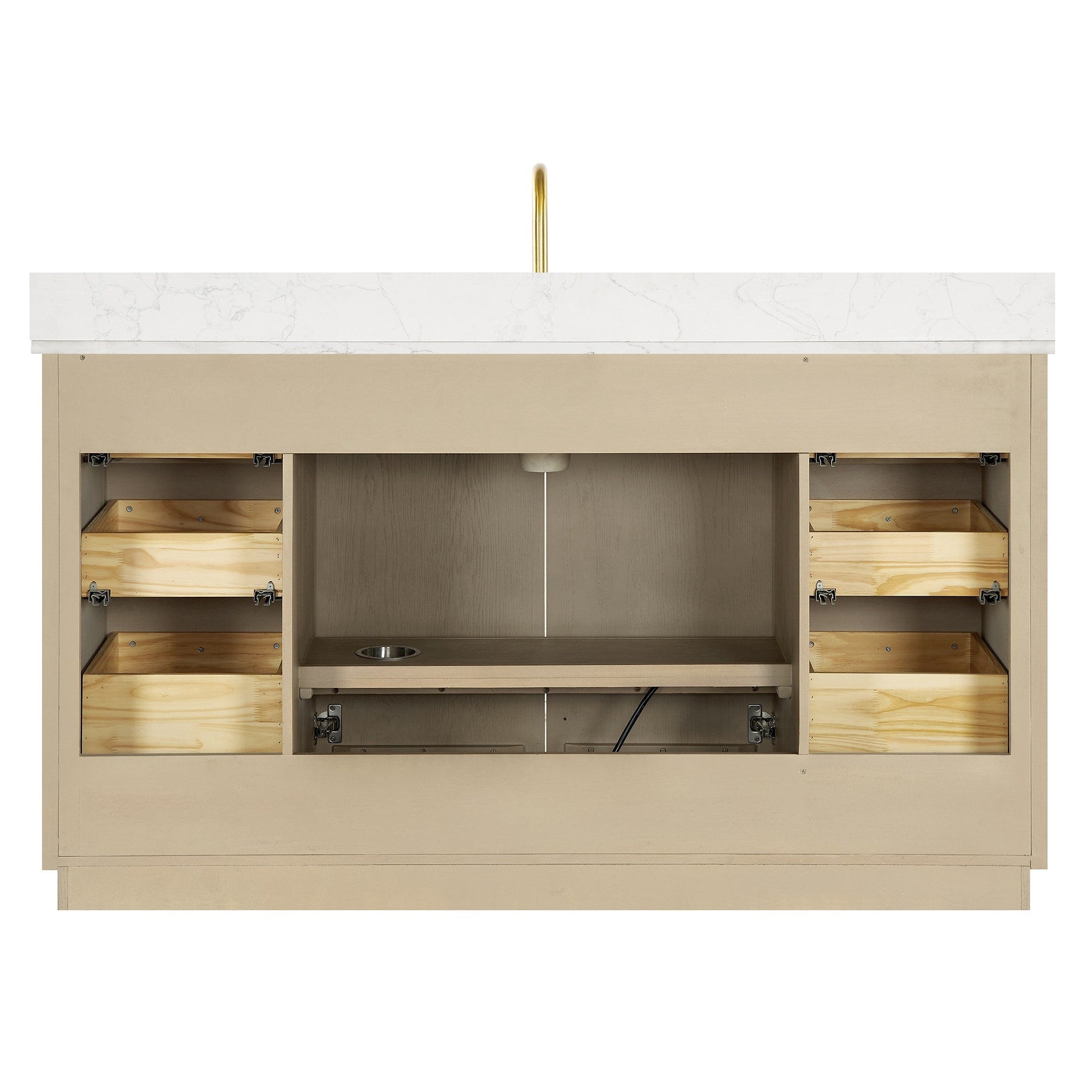 Meuble-lavabo Oza avec dessus en pierre de quartz sans miroir