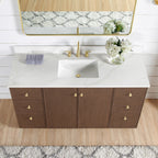 Meuble-lavabo Oza avec dessus en pierre de quartz sans miroir