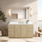 Meuble-lavabo Oza avec dessus en pierre de quartz sans miroir