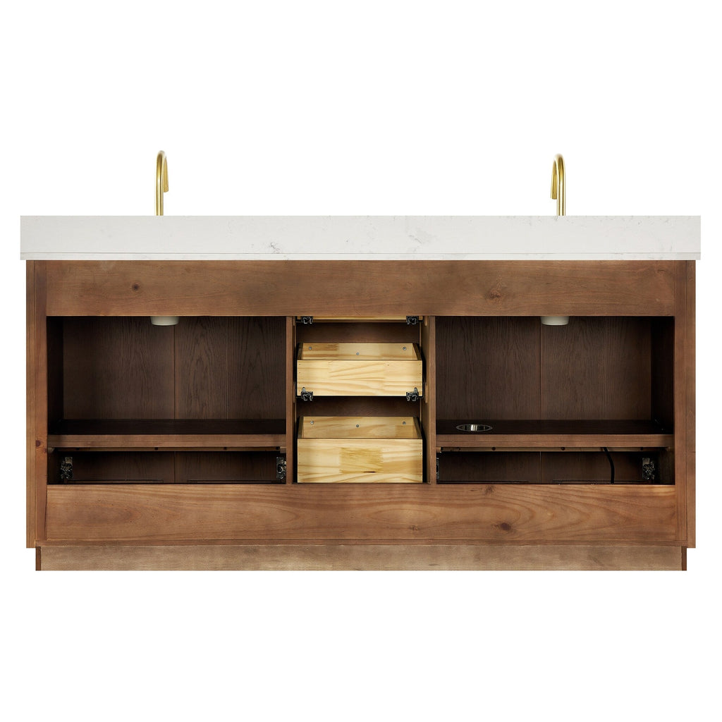 Meuble-lavabo Oza avec dessus en pierre de quartz sans miroir