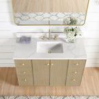 Meuble-lavabo Oza avec dessus en pierre de quartz sans miroir
