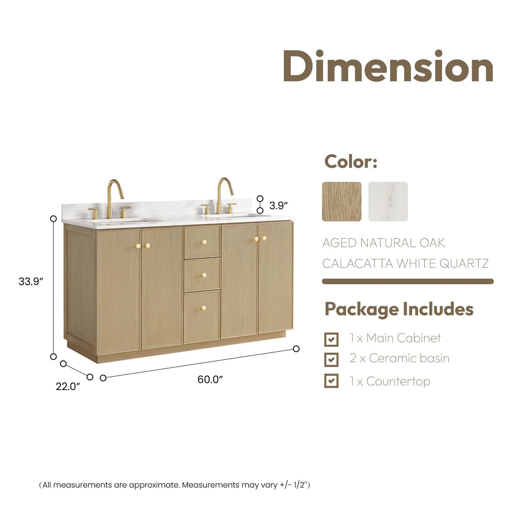 Meuble-lavabo Oza avec dessus en pierre de quartz sans miroir