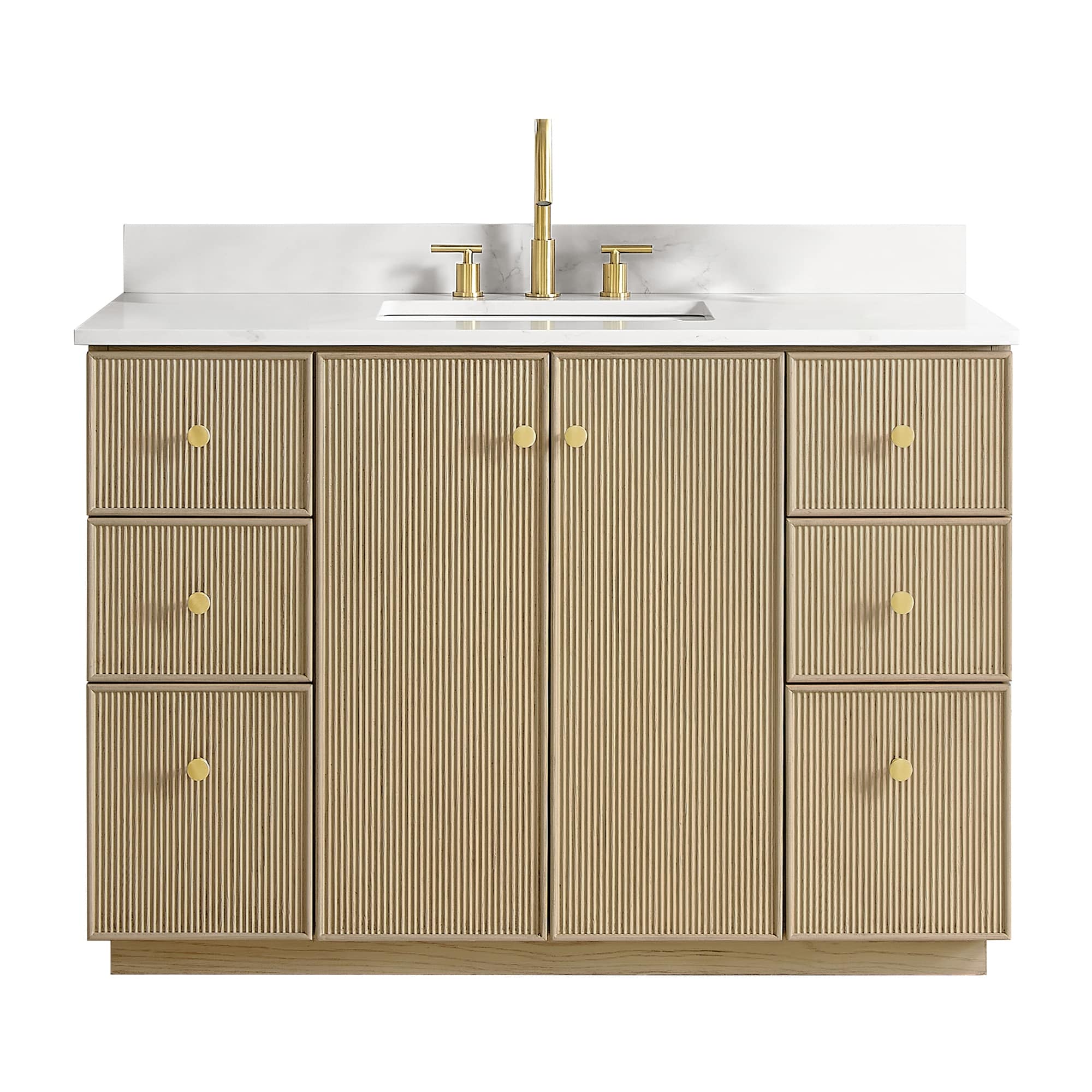 Meuble-lavabo Oza avec dessus en pierre de quartz sans miroir