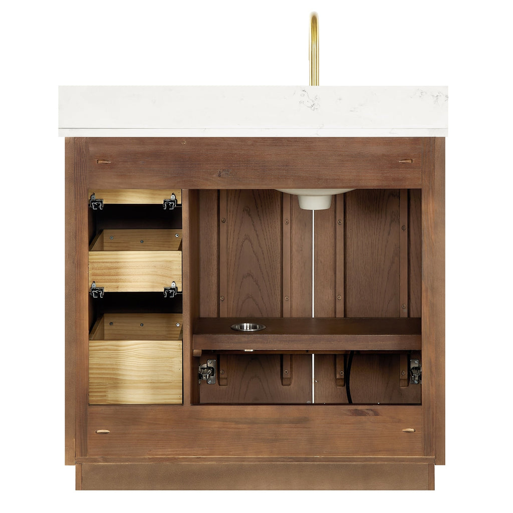 Meuble-lavabo Oza avec dessus en pierre de quartz sans miroir