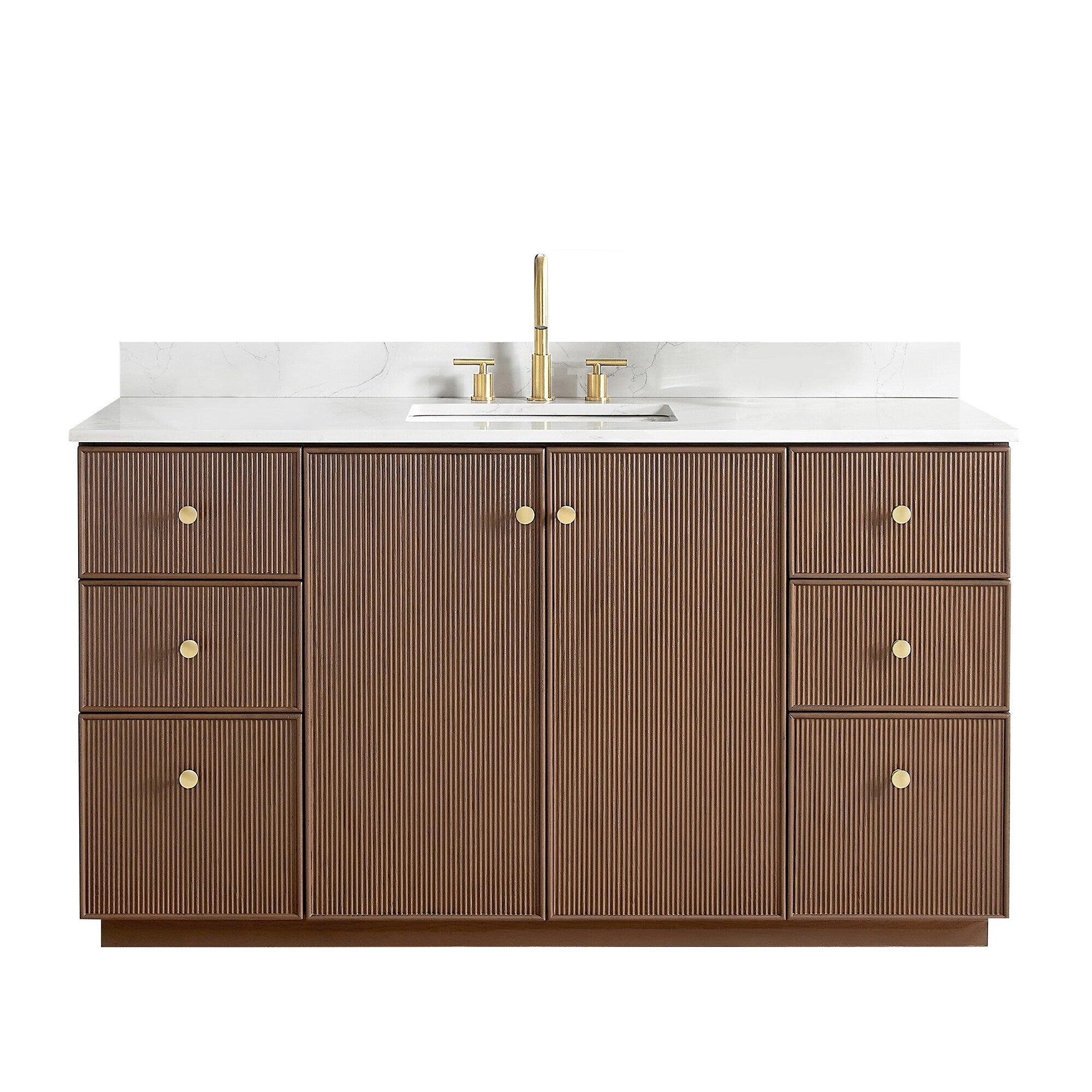 Meuble-lavabo Oza avec dessus en pierre de quartz sans miroir