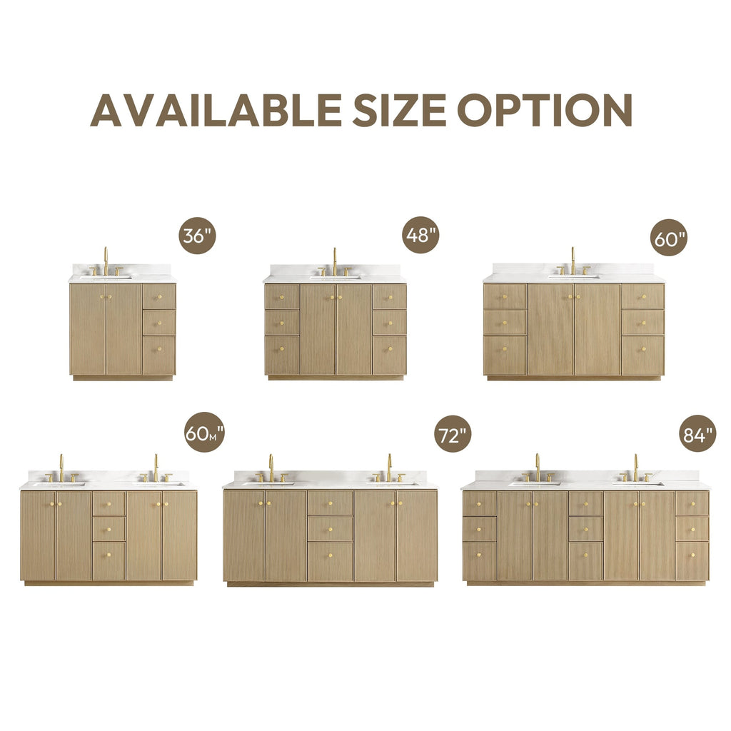 Meuble-lavabo Oza avec dessus en pierre de quartz sans miroir