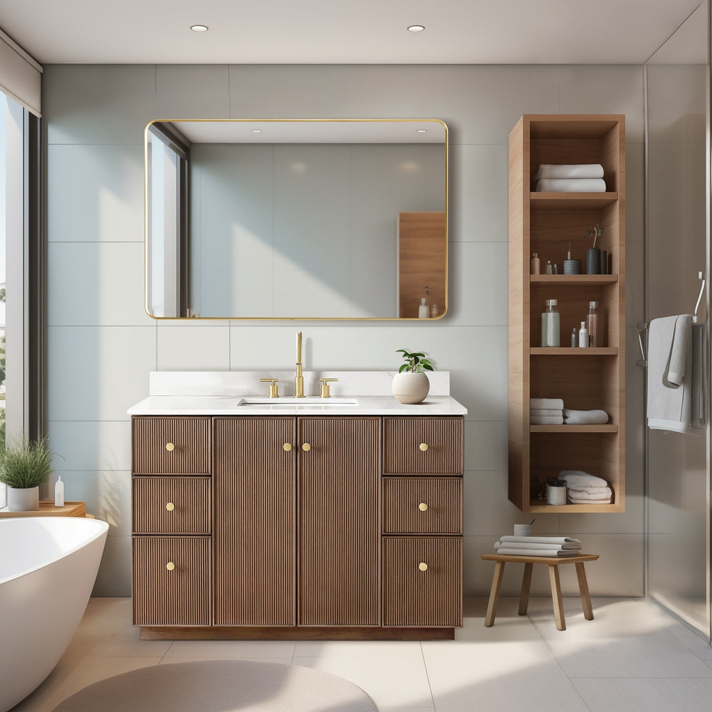 Meuble-lavabo Oza avec dessus en pierre de quartz sans miroir
