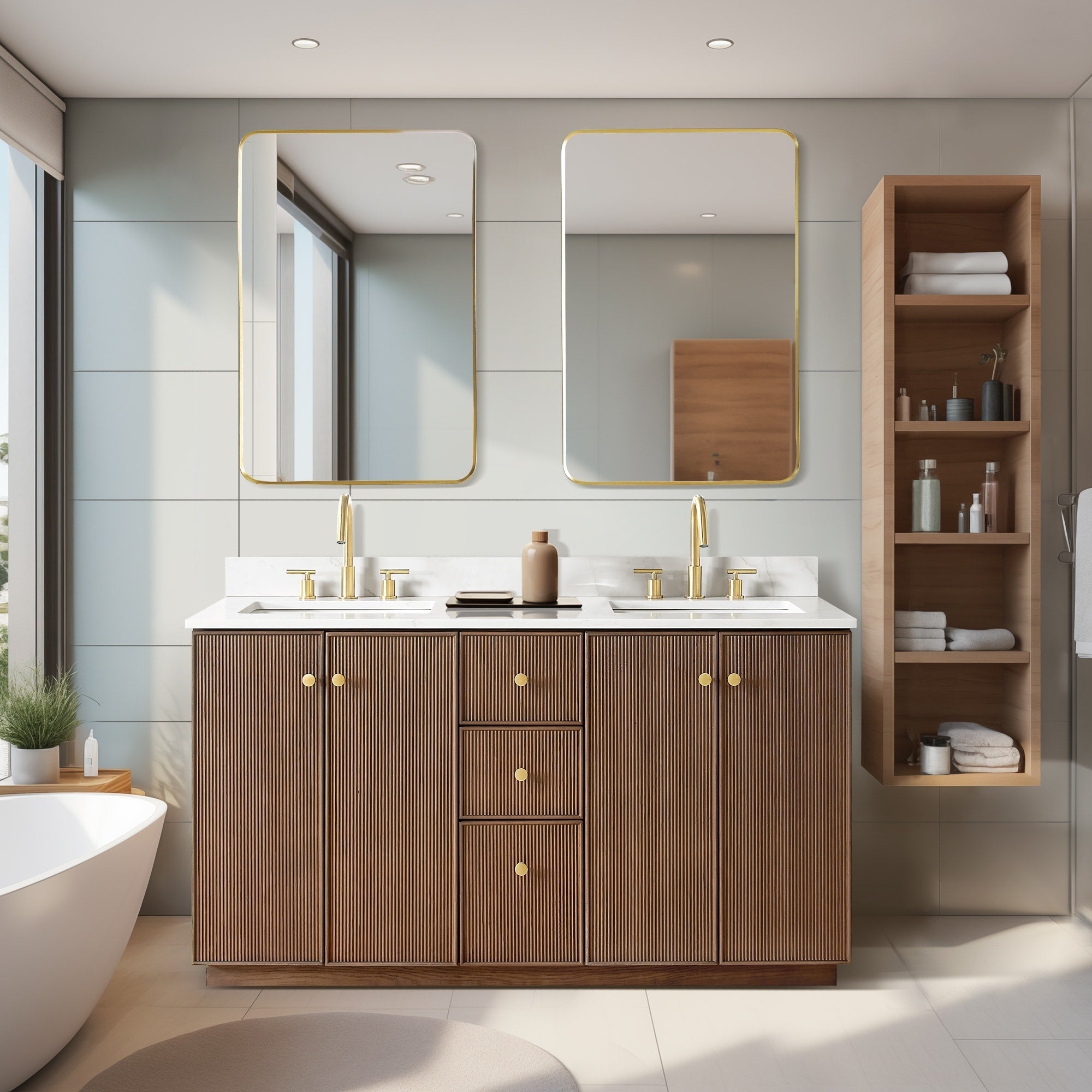 Meuble-lavabo Oza avec dessus en pierre de quartz sans miroir