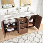 Meuble-lavabo Oza avec dessus en pierre de quartz sans miroir