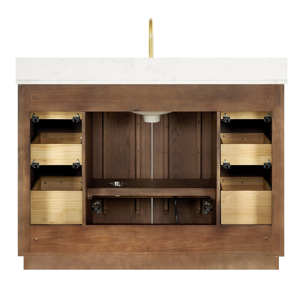 Meuble-lavabo Oza avec dessus en pierre de quartz sans miroir