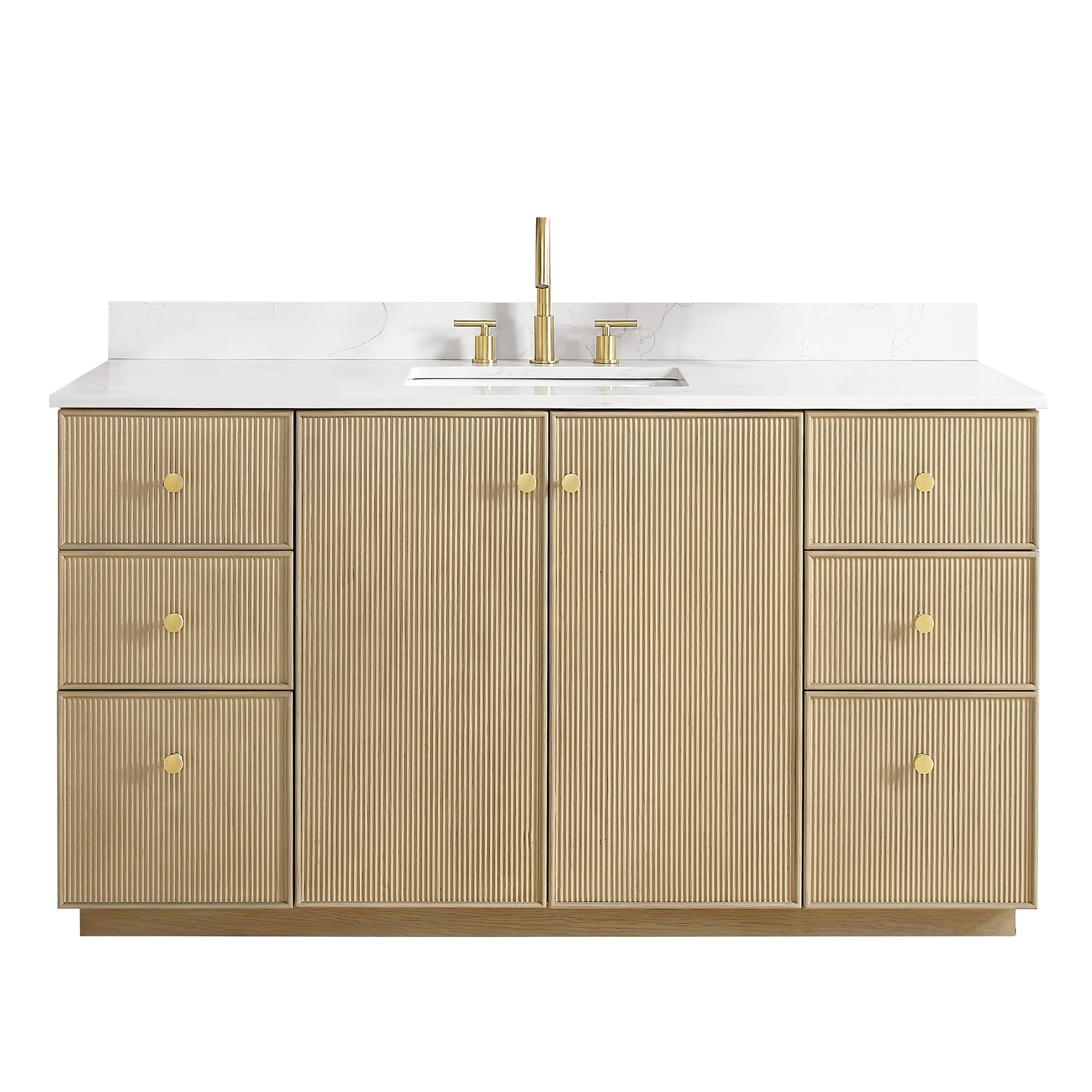 Meuble-lavabo Oza avec dessus en pierre de quartz sans miroir
