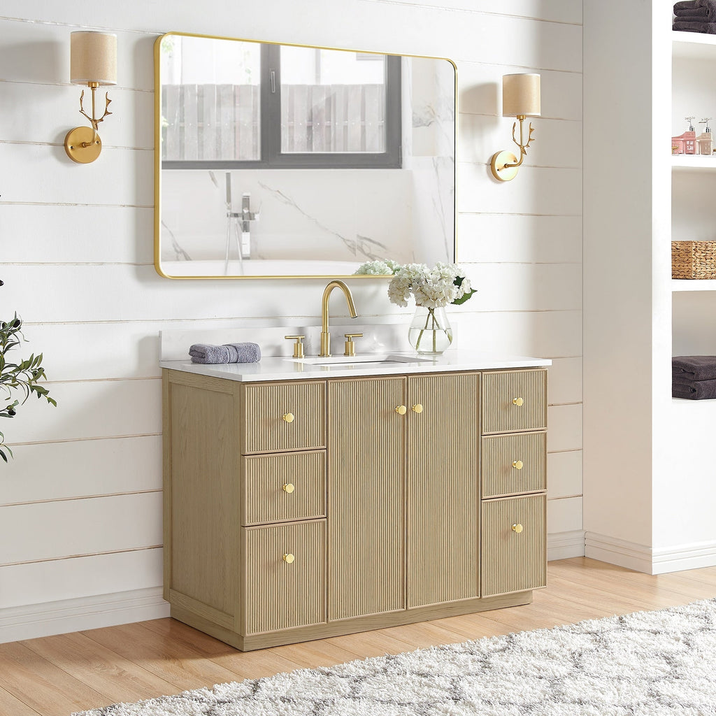Meuble-lavabo Oza avec dessus en pierre de quartz sans miroir