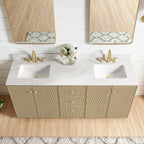 Meuble-lavabo Oza avec dessus en pierre de quartz sans miroir