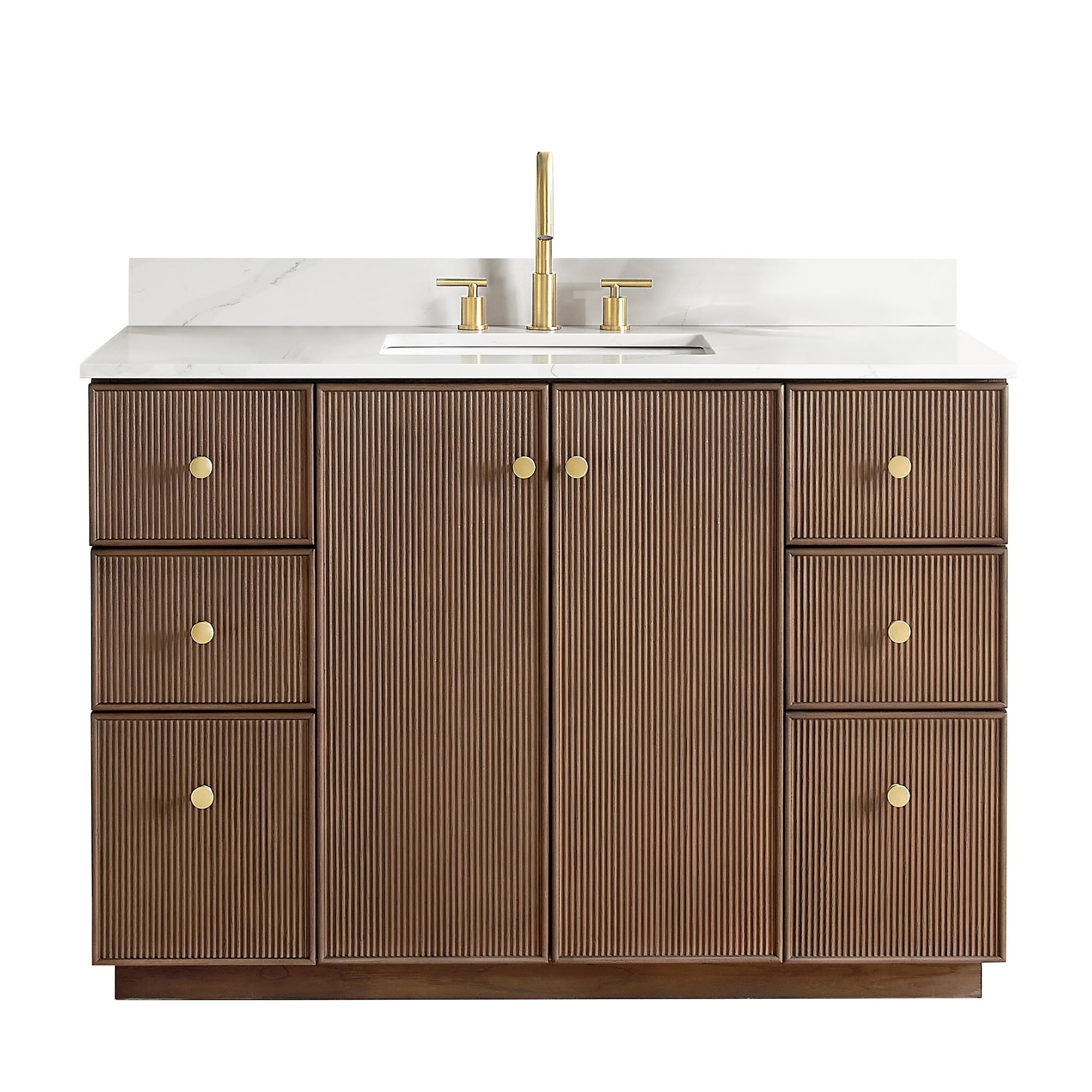 Meuble-lavabo Oza avec dessus en pierre de quartz sans miroir
