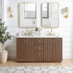 Meuble-lavabo Oza avec dessus en pierre de quartz sans miroir