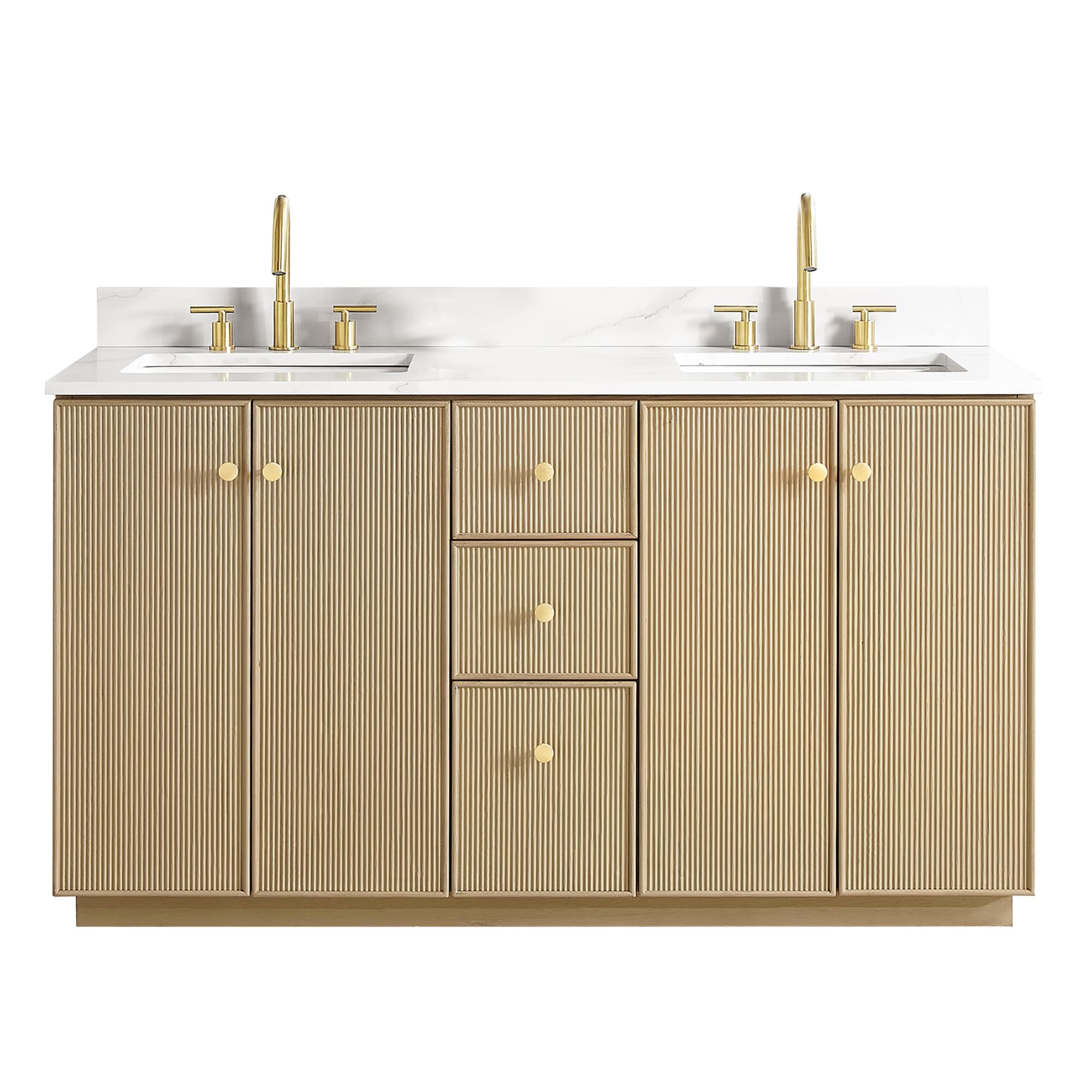 Meuble-lavabo Oza avec dessus en pierre de quartz sans miroir