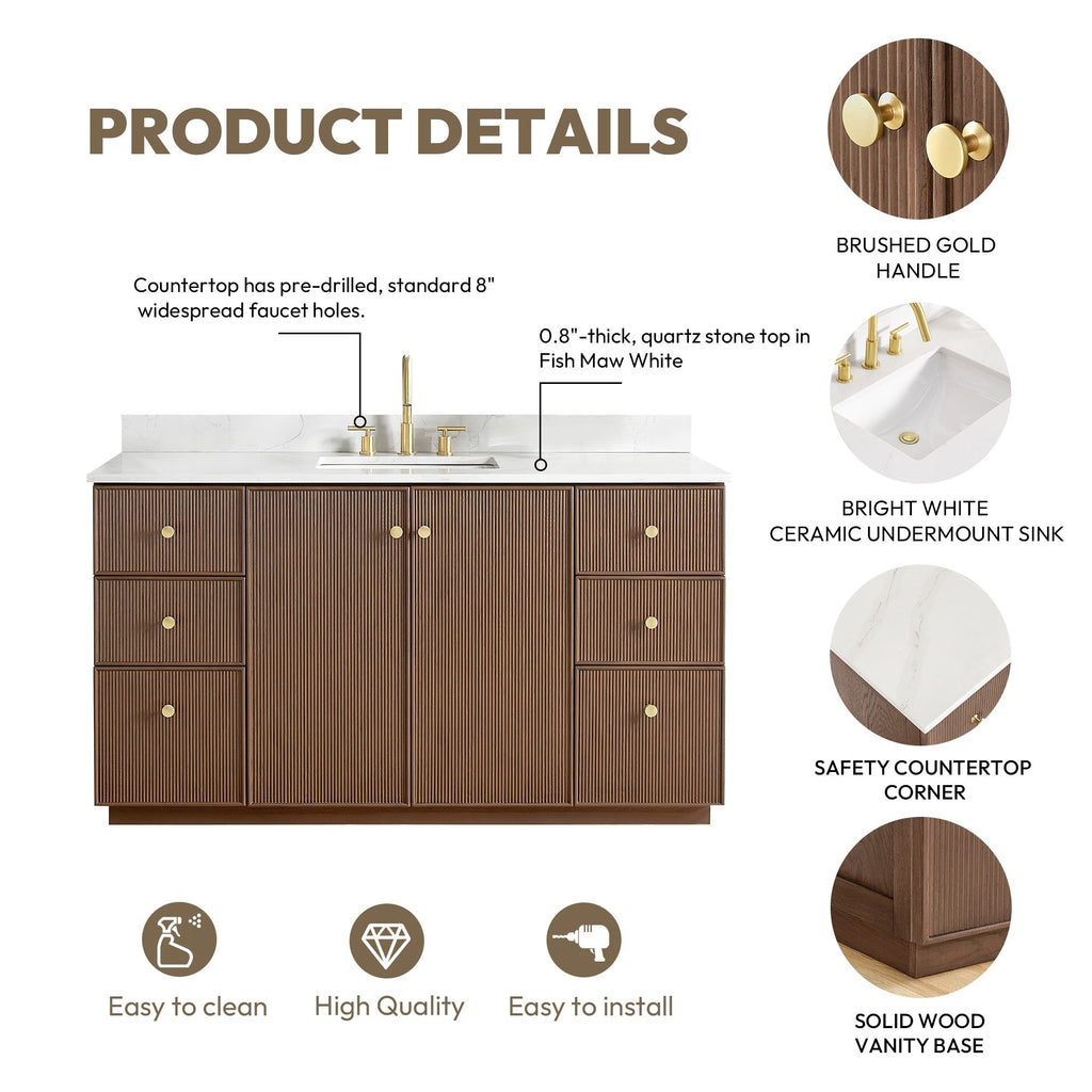 Meuble-lavabo Oza avec dessus en pierre de quartz sans miroir