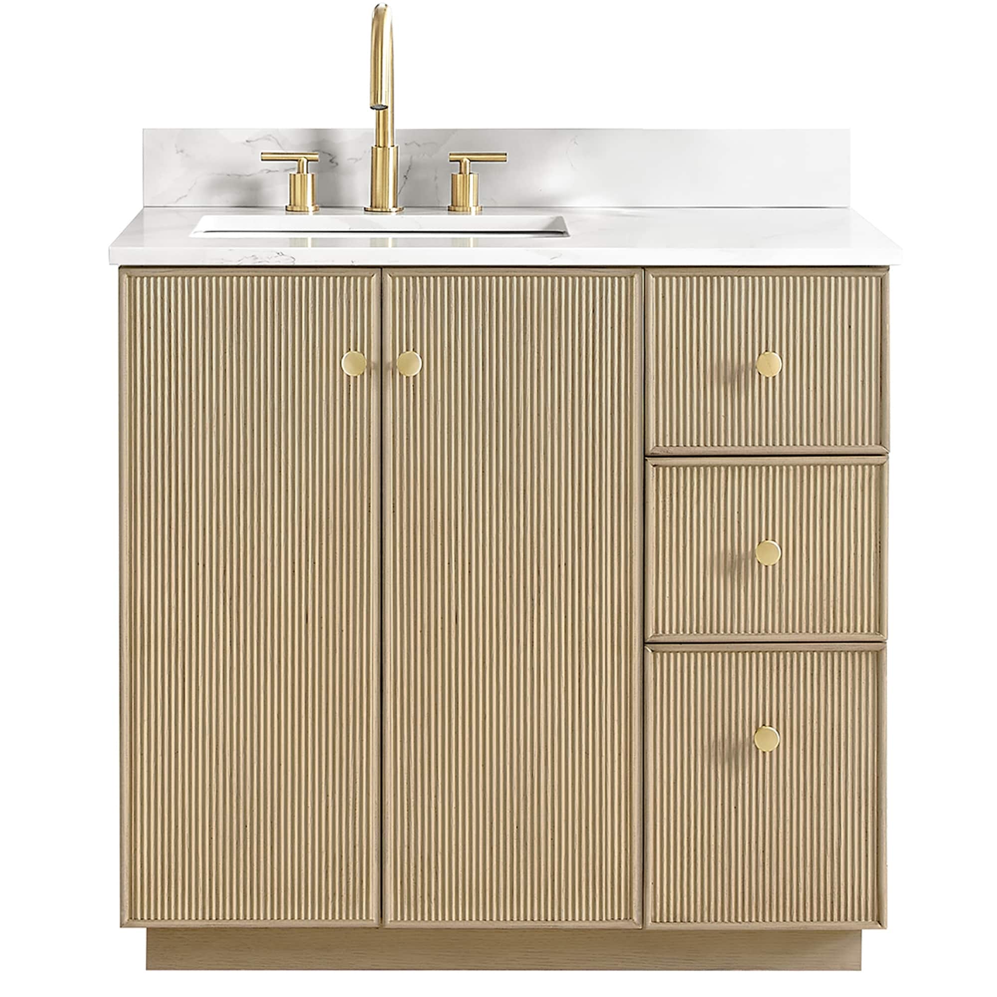 Meuble-lavabo Oza avec dessus en pierre de quartz sans miroir