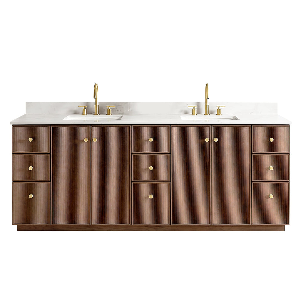 Meuble-lavabo Oza avec dessus en pierre de quartz sans miroir