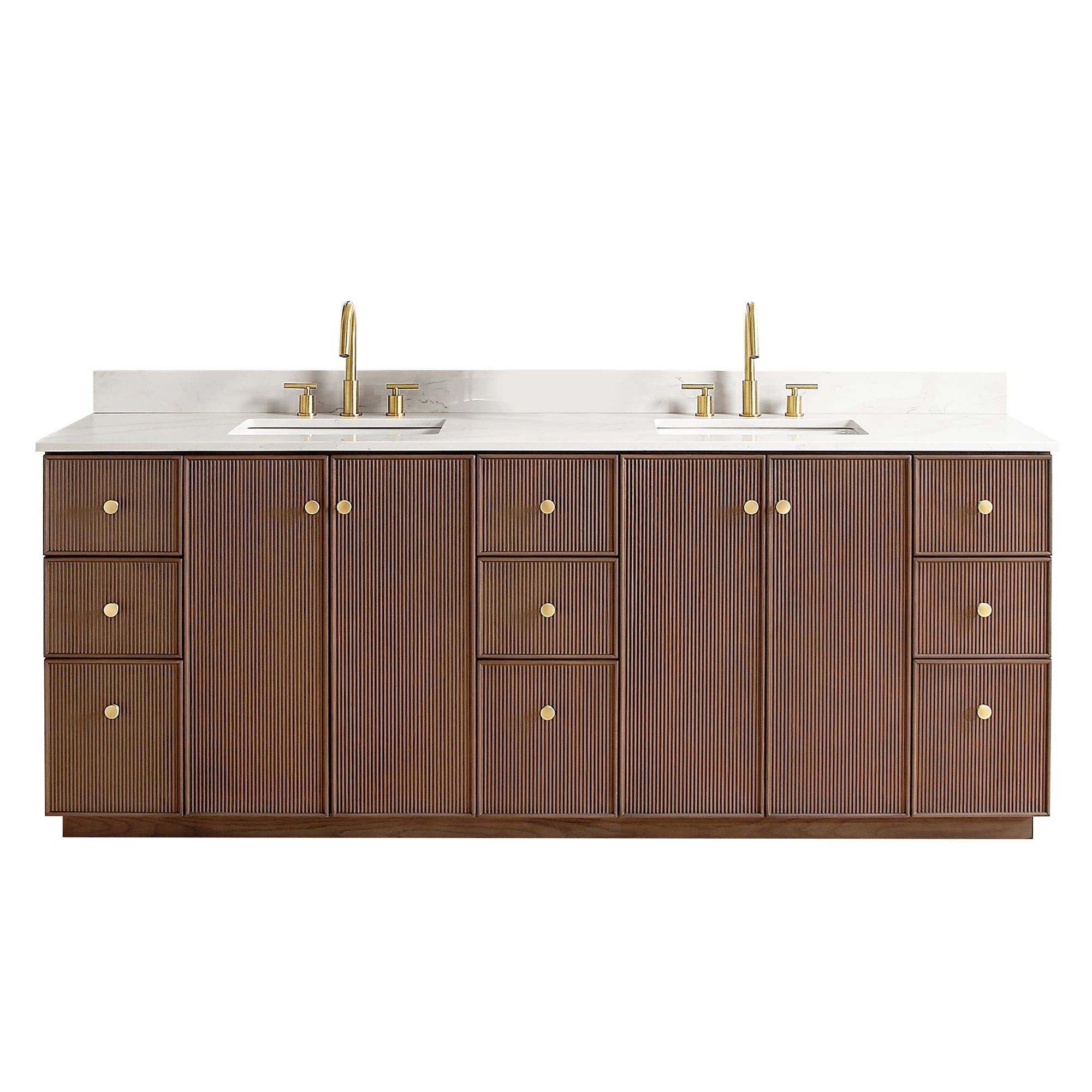 Meuble-lavabo Oza avec dessus en pierre de quartz sans miroir