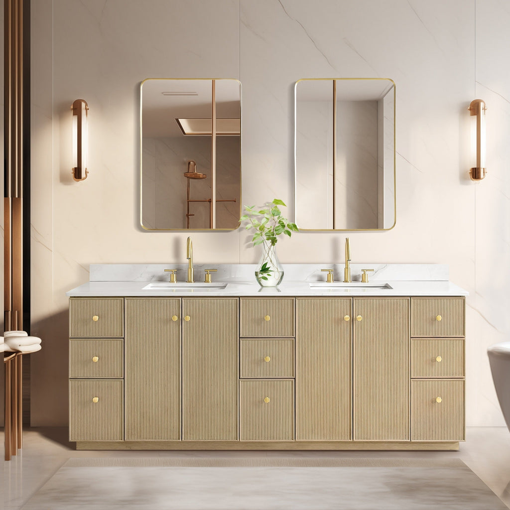Meuble-lavabo Oza avec dessus en pierre de quartz sans miroir