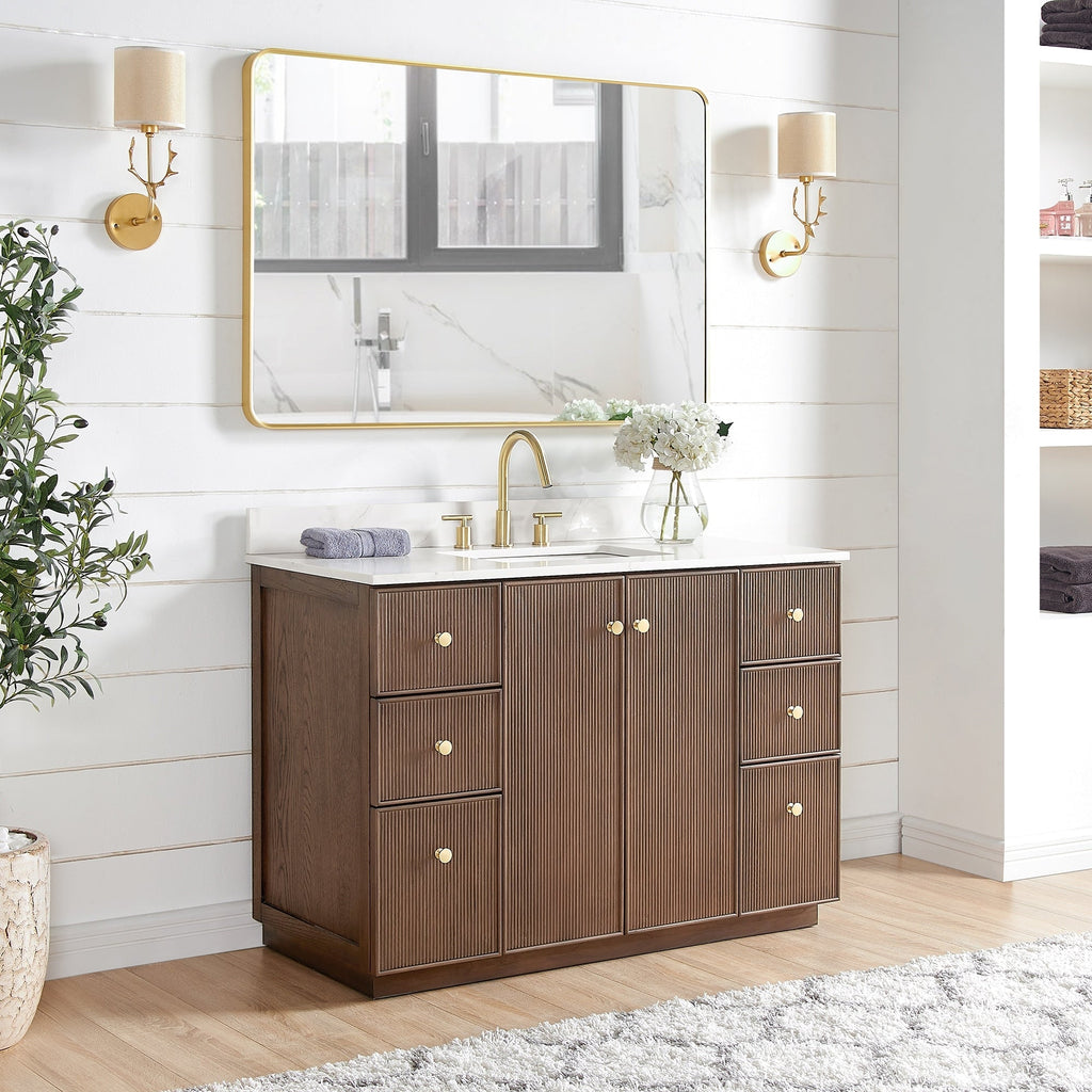 Meuble-lavabo Oza avec dessus en pierre de quartz sans miroir