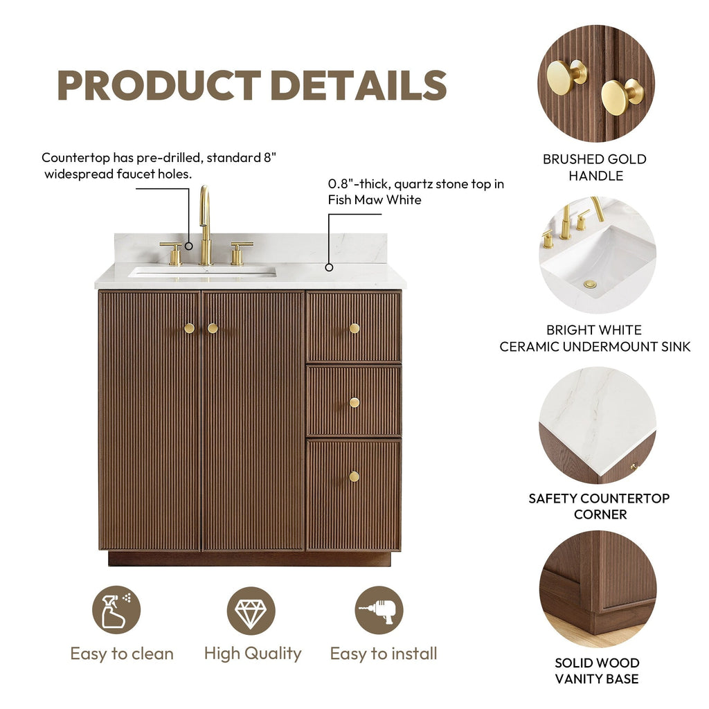 Meuble-lavabo Oza avec dessus en pierre de quartz sans miroir