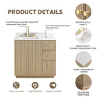 Meuble-lavabo Oza avec dessus en pierre de quartz sans miroir
