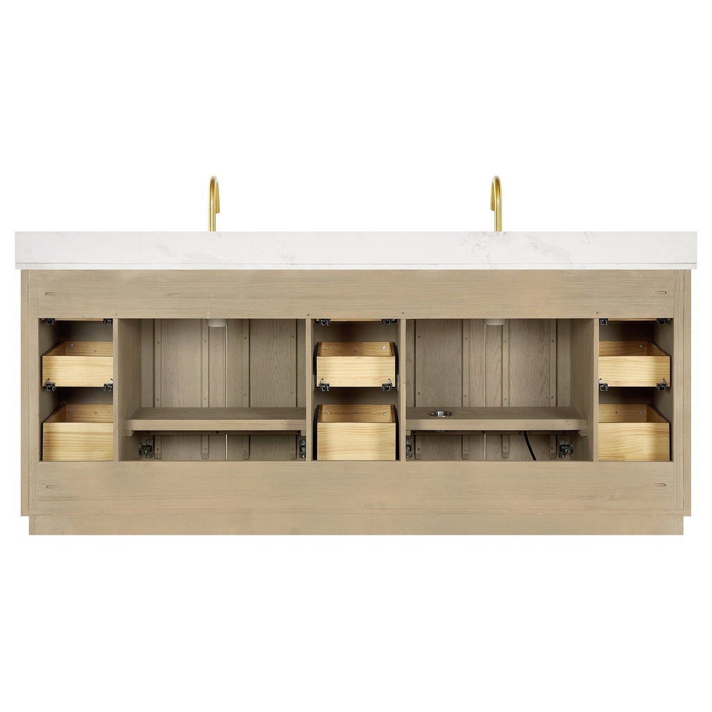 Meuble-lavabo Oza avec dessus en pierre de quartz sans miroir