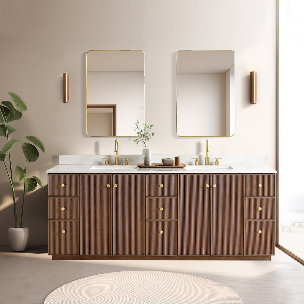 Meuble-lavabo Oza avec dessus en pierre de quartz sans miroir