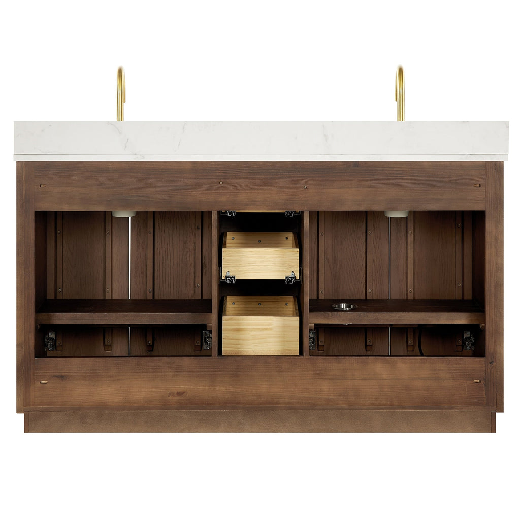Meuble-lavabo Oza avec dessus en pierre de quartz sans miroir