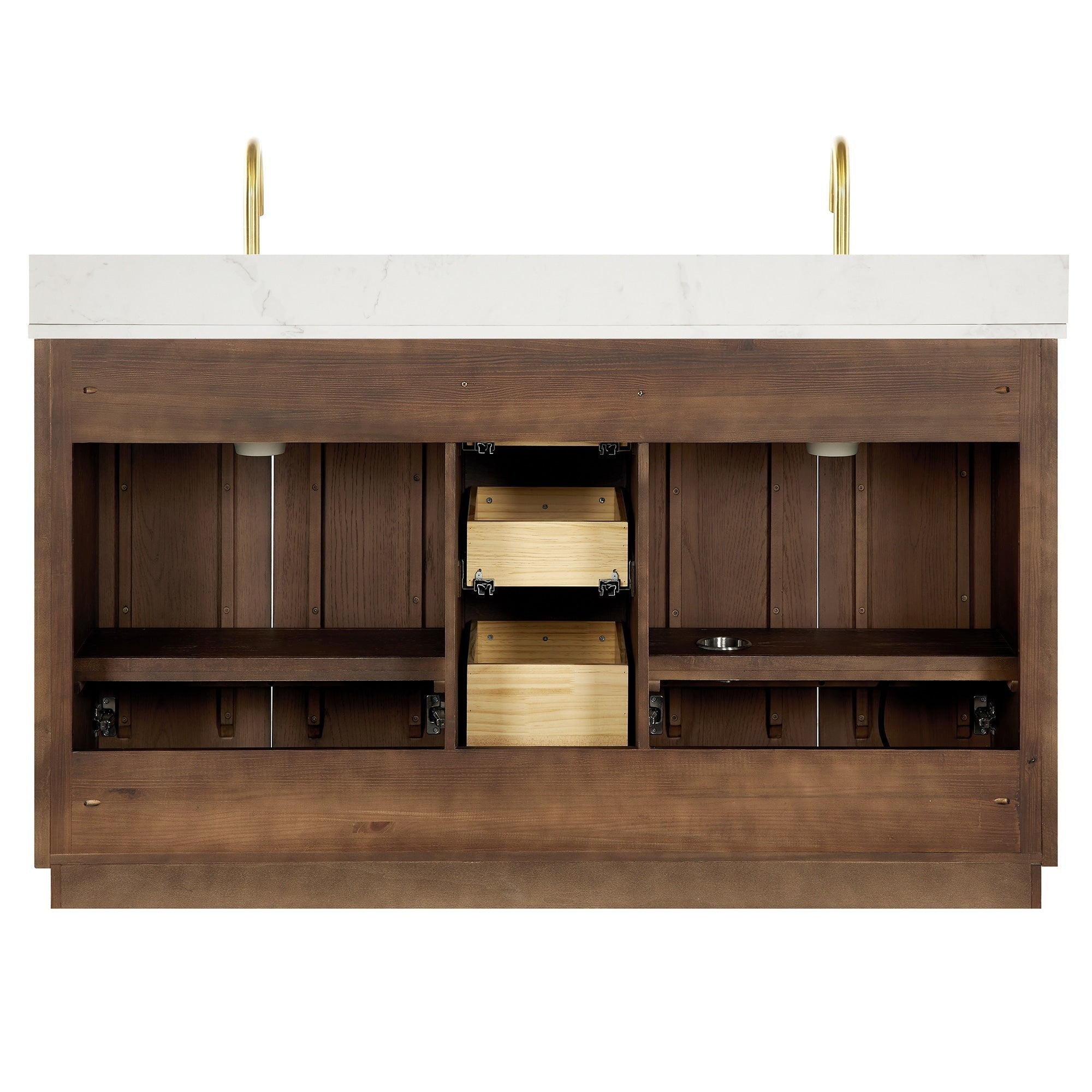 Meuble-lavabo Oza avec dessus en pierre de quartz sans miroir
