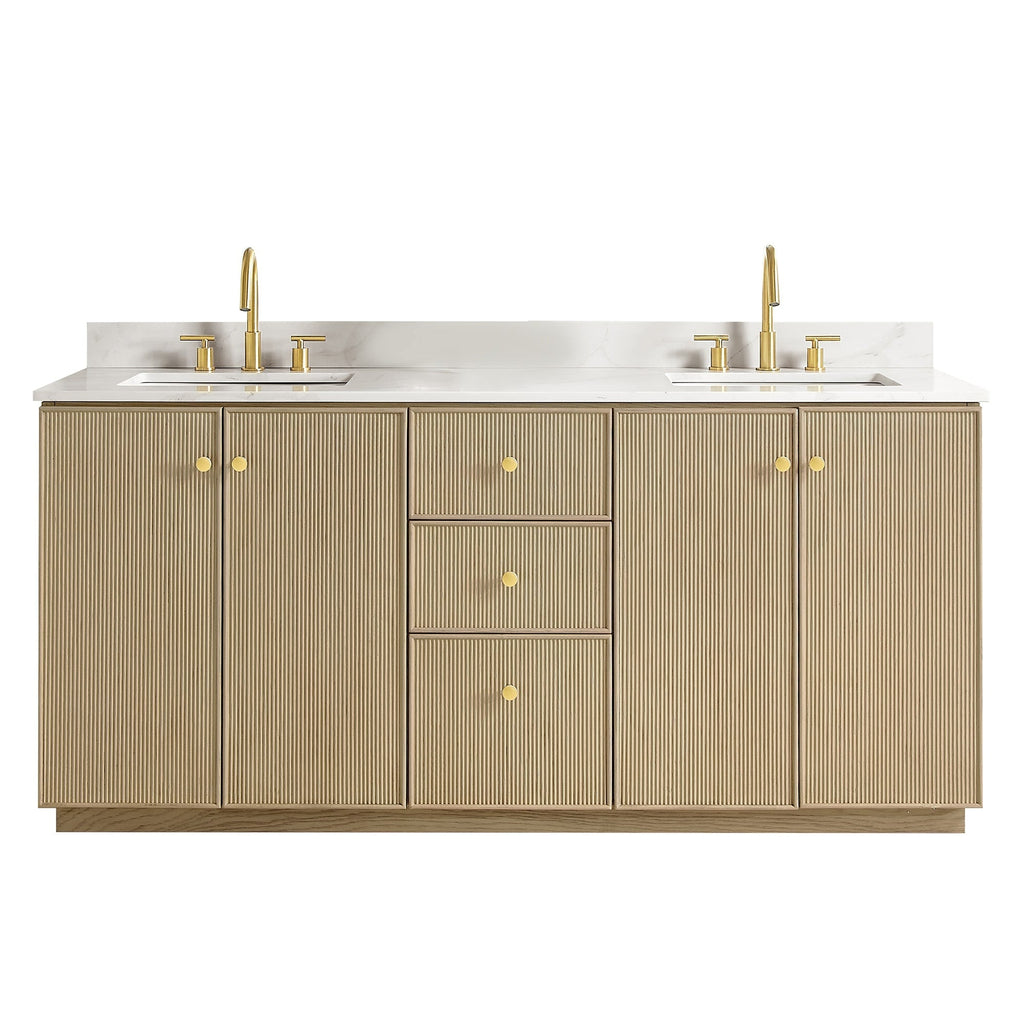 Meuble-lavabo Oza avec dessus en pierre de quartz sans miroir