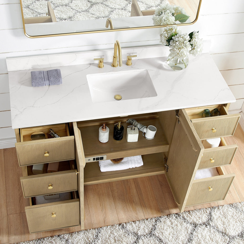 Meuble-lavabo Oza avec dessus en pierre de quartz sans miroir
