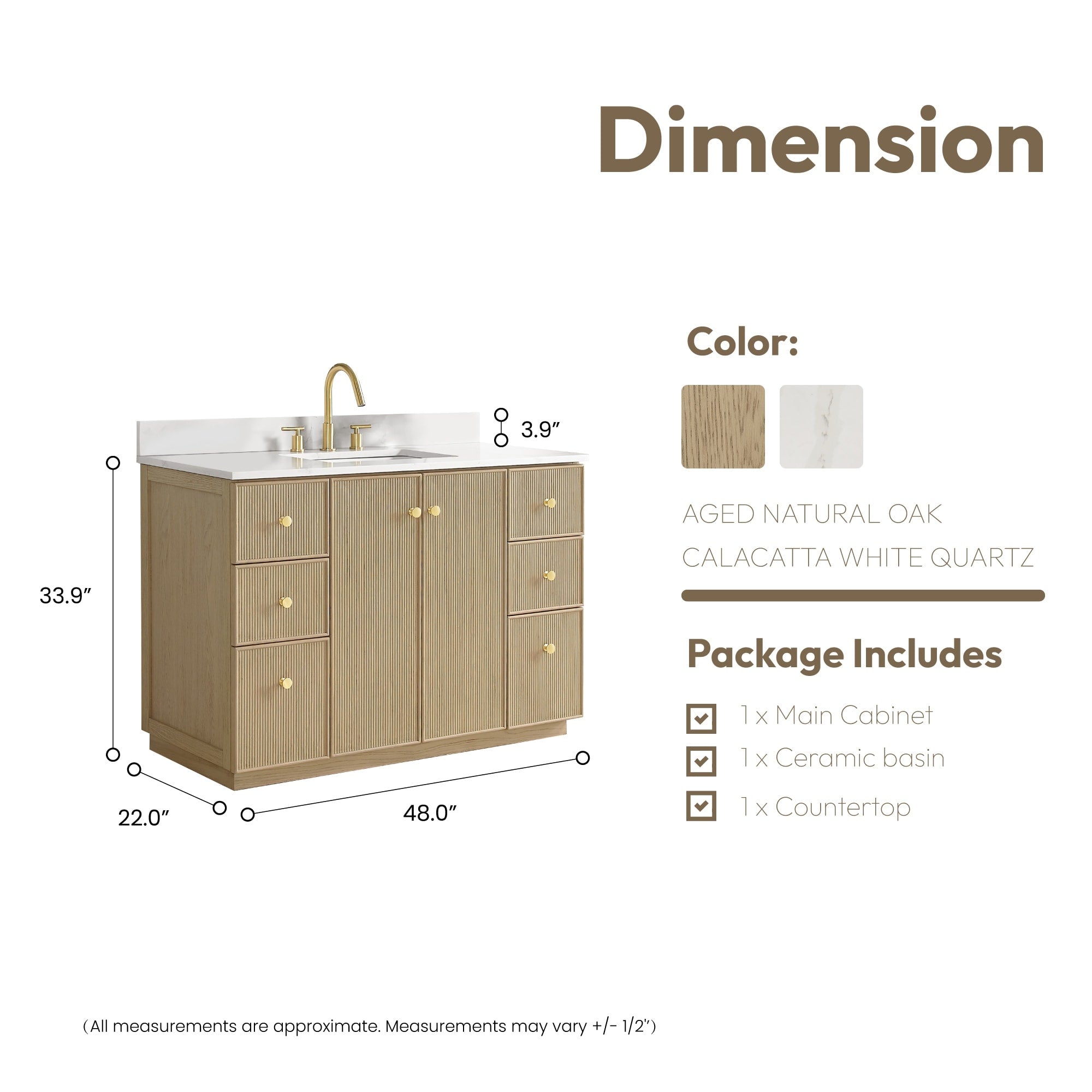 Meuble-lavabo Oza avec dessus en pierre de quartz sans miroir
