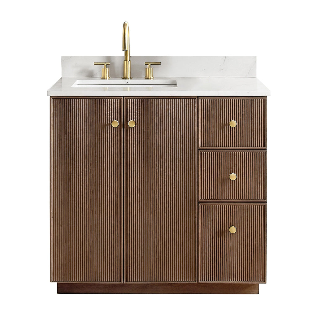 Meuble-lavabo Oza avec dessus en pierre de quartz sans miroir