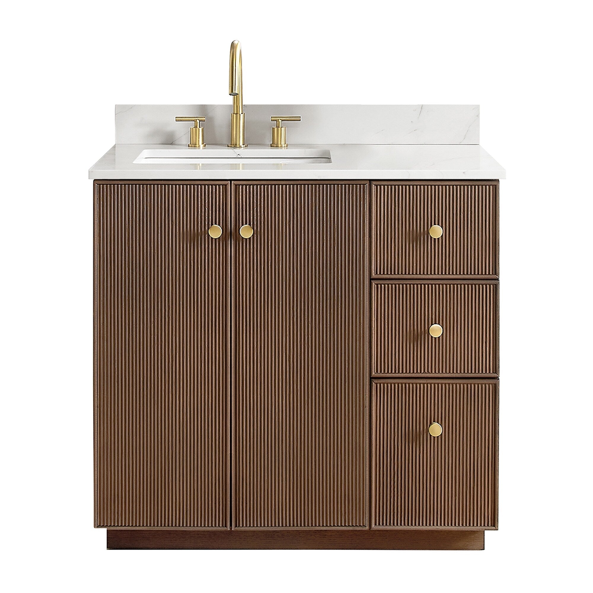 Meuble-lavabo Oza avec dessus en pierre de quartz sans miroir