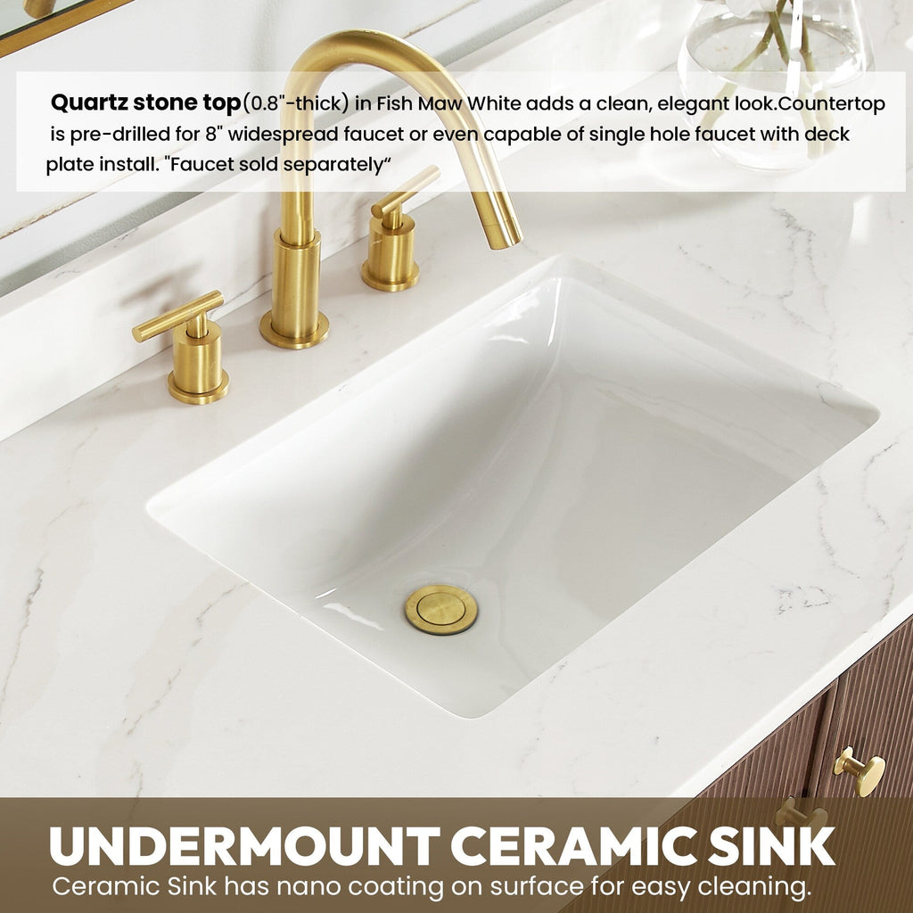 Meuble-lavabo Oza avec dessus en pierre de quartz sans miroir