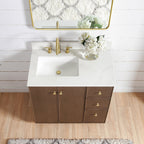 Meuble-lavabo Oza avec dessus en pierre de quartz sans miroir