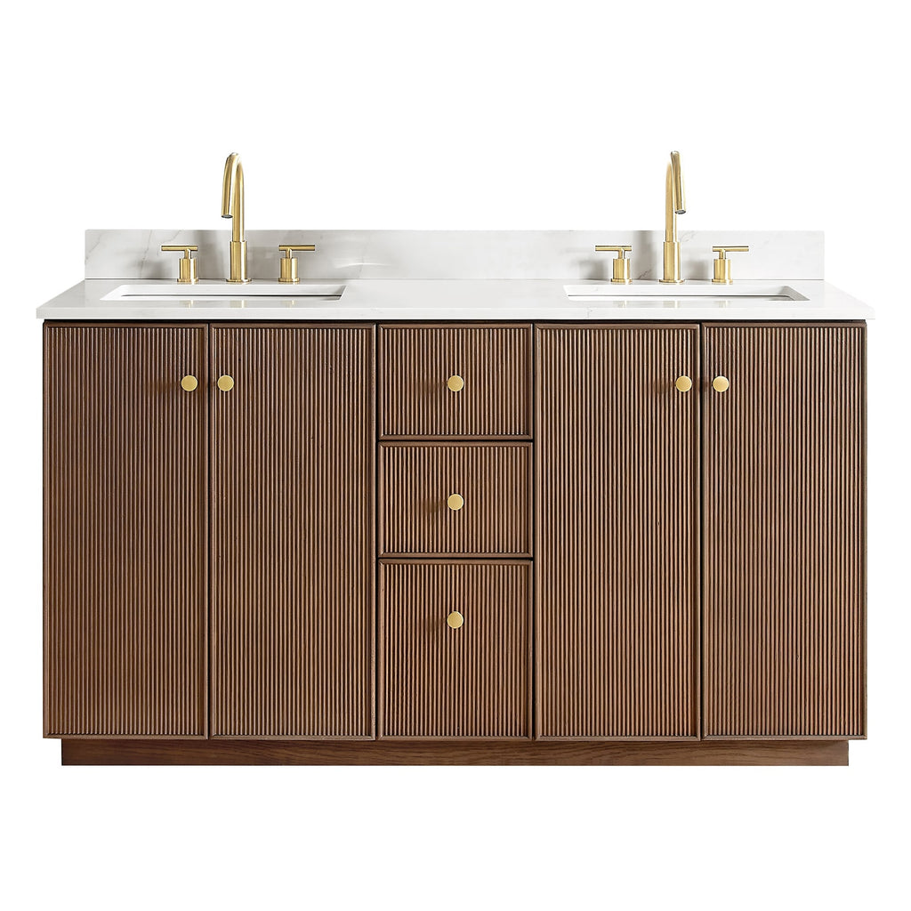 Meuble-lavabo Oza avec dessus en pierre de quartz sans miroir