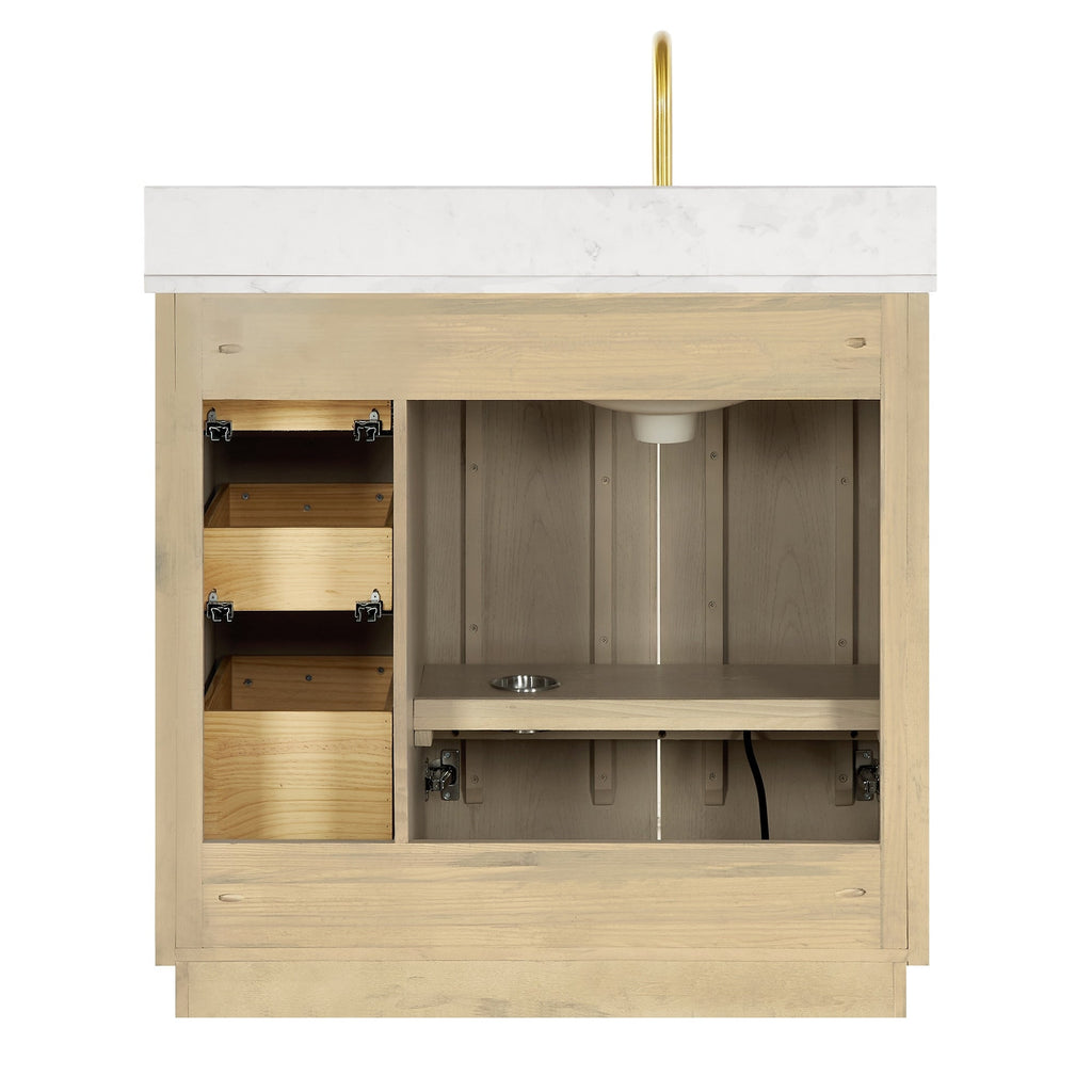 Meuble-lavabo Oza avec dessus en pierre de quartz sans miroir