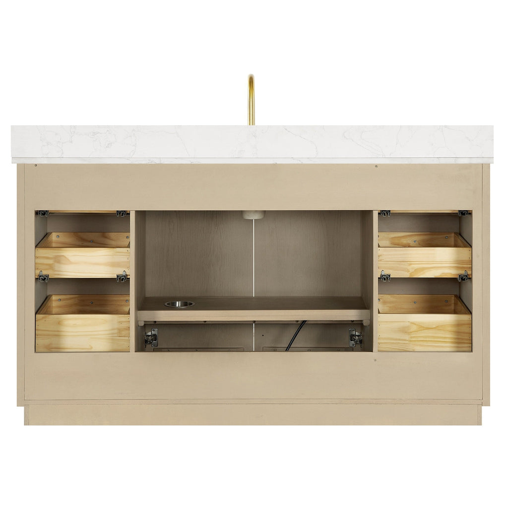 Meuble-lavabo Oza avec dessus en pierre de quartz sans miroir