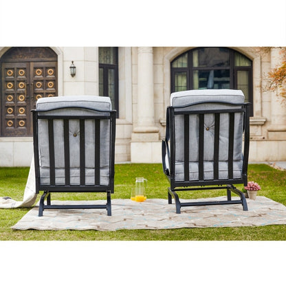 Ensemble de 2 chaises à bascule d'extérieur avec coussins PATIO FESTIVAL