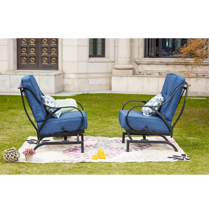 Ensemble de 2 chaises à bascule d'extérieur avec coussins PATIO FESTIVAL
