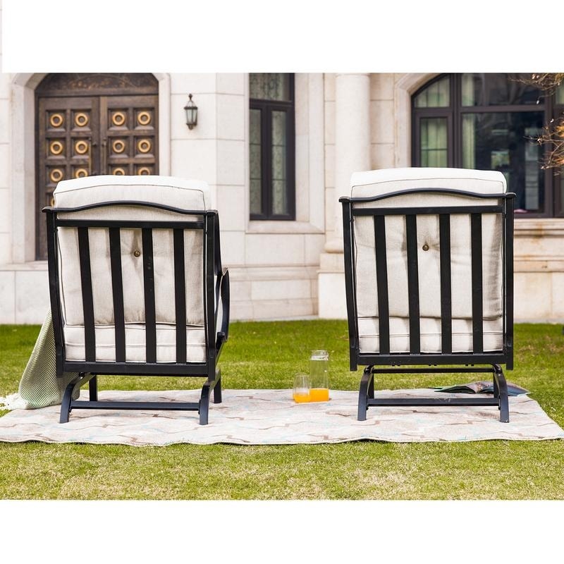 Ensemble de 2 chaises à bascule d'extérieur avec coussins PATIO FESTIVAL